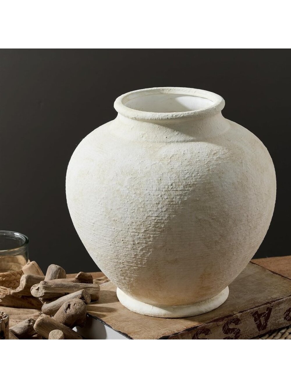 9.6 Ceramic Large Flower Big Round Vase Rustic Farmhouse Table Living Room Deco